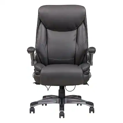 Front. APRILSOUL - Modern Ergonomic Office Executive Chair Adjustable Bonded Leather Armchair for Home Office Study Gray - Gray.
