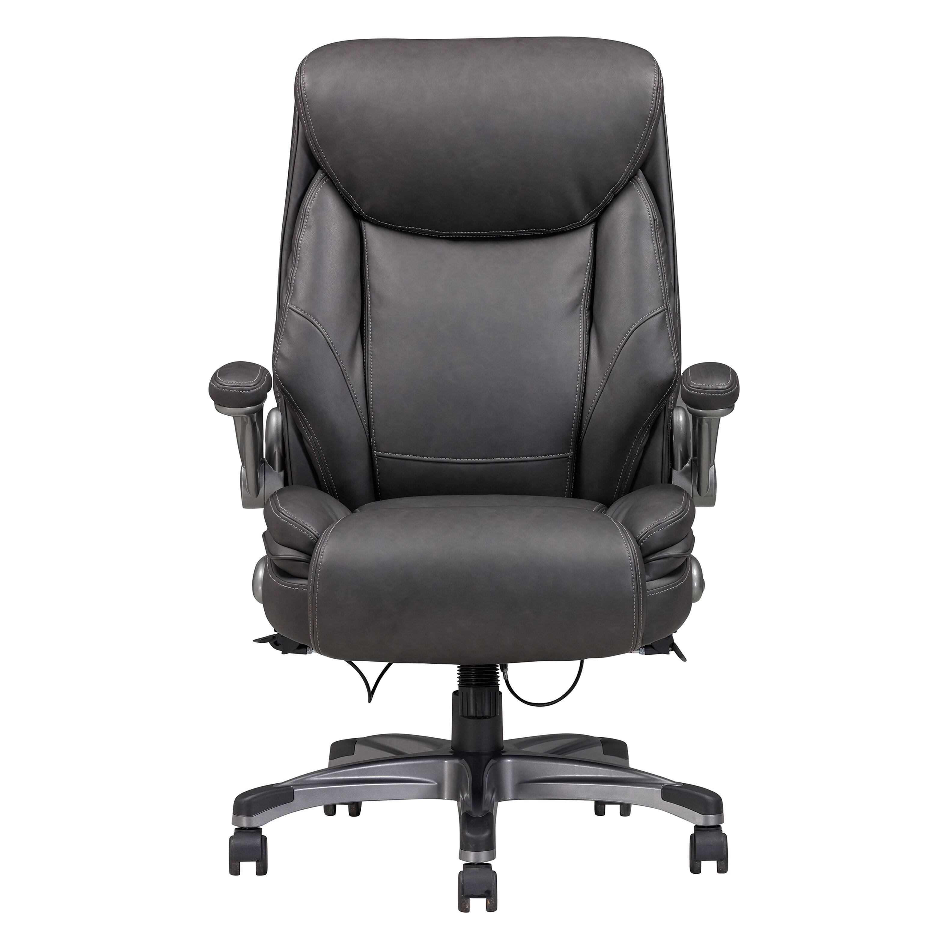 Front. APRILSOUL - Modern Ergonomic Office Executive Chair Adjustable Bonded Leather Armchair for Home Office Study Gray - Gray.