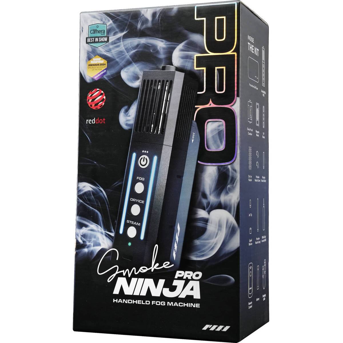 Camera BEST IN SHOW  
NEDE THE KIT  
AMIRIMAS  
A reddot ...  
PRO hihe sasas Se FOG - kokln ORYICE STEAM - - baly Gmake PRO NINJA - HANDHELD FOG MACHINE