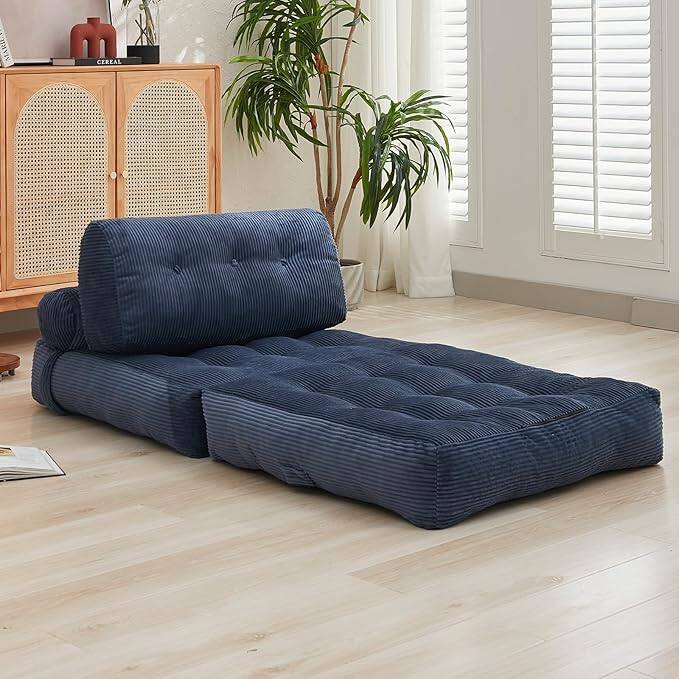 Angle. Circus Cirle - 32”W Folding Sofa Bed - dark blue.
