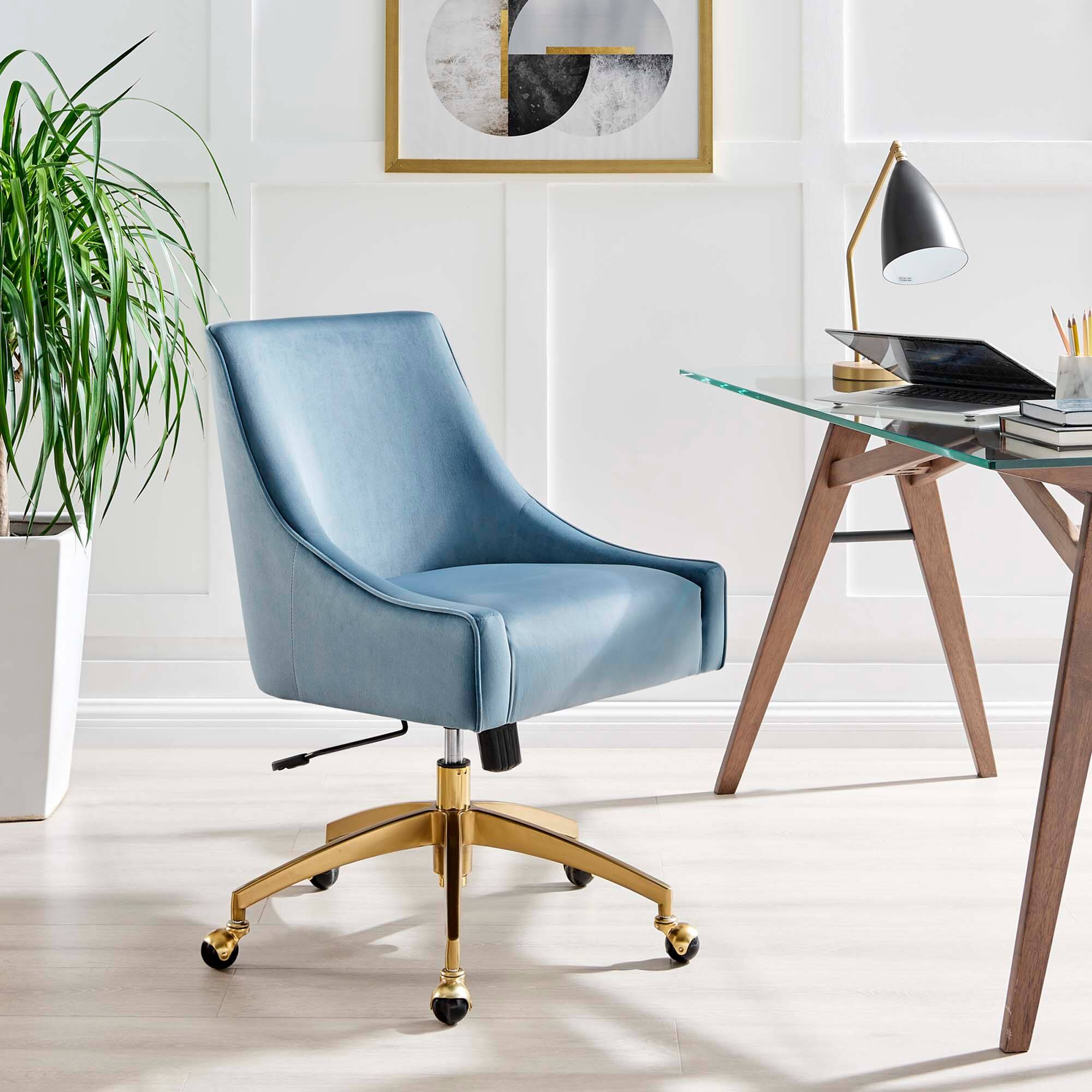 Alt View 2. Modway - Discern Performance Velvet Office Chair by Modway - Blue.