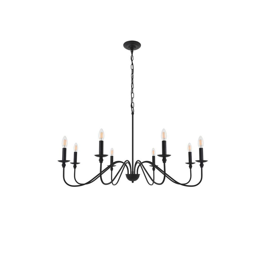 Alt View 8. Living District - Rohan 8 light Matte Black Pendant - Matte Black.