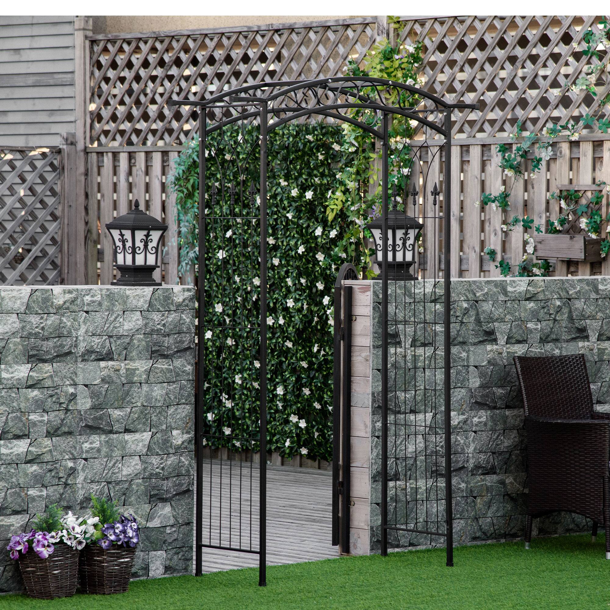 Alt View 1. Outsunny - Garden Arch Arbor, Metal Arch Trellis for Climbing Vines, Garden Archway for Wedding - Matte Black.
