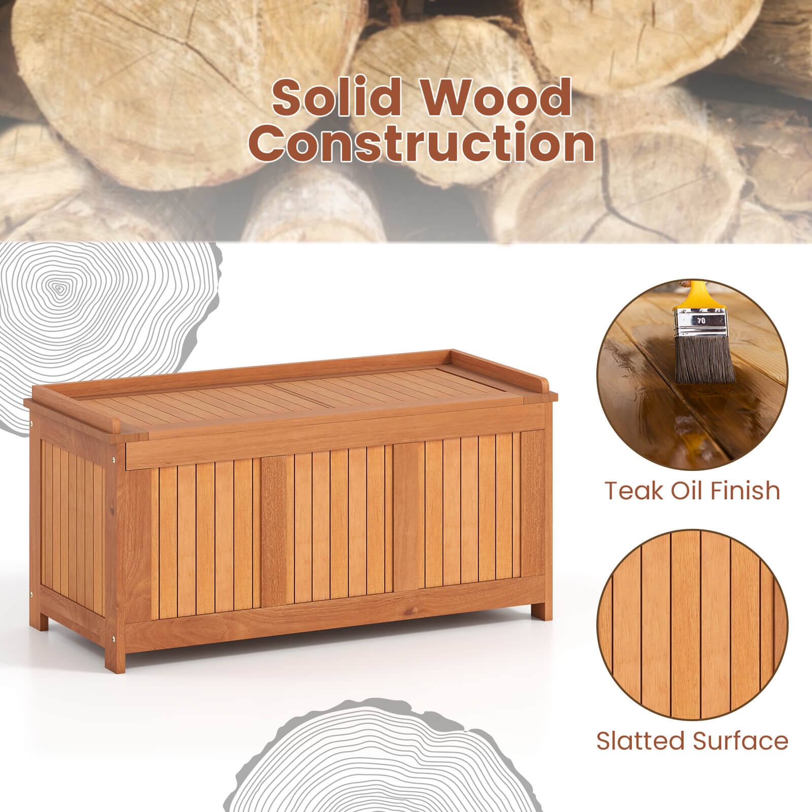 Solid Wood Construction

- Teak Oil Finish
- Slatted Surface