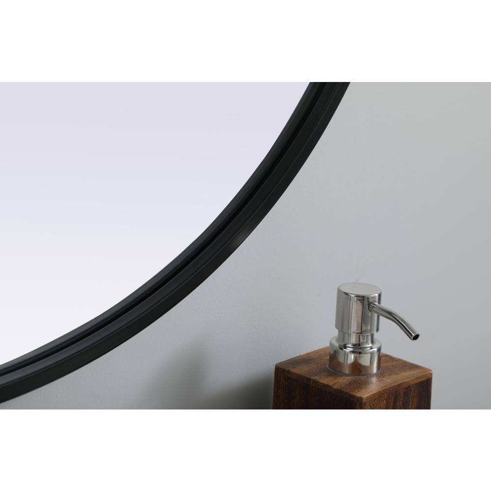 Alt View 2. Elegant Decor - Metal Frame Oval Mirror 27x40 Inch in Black - Black.