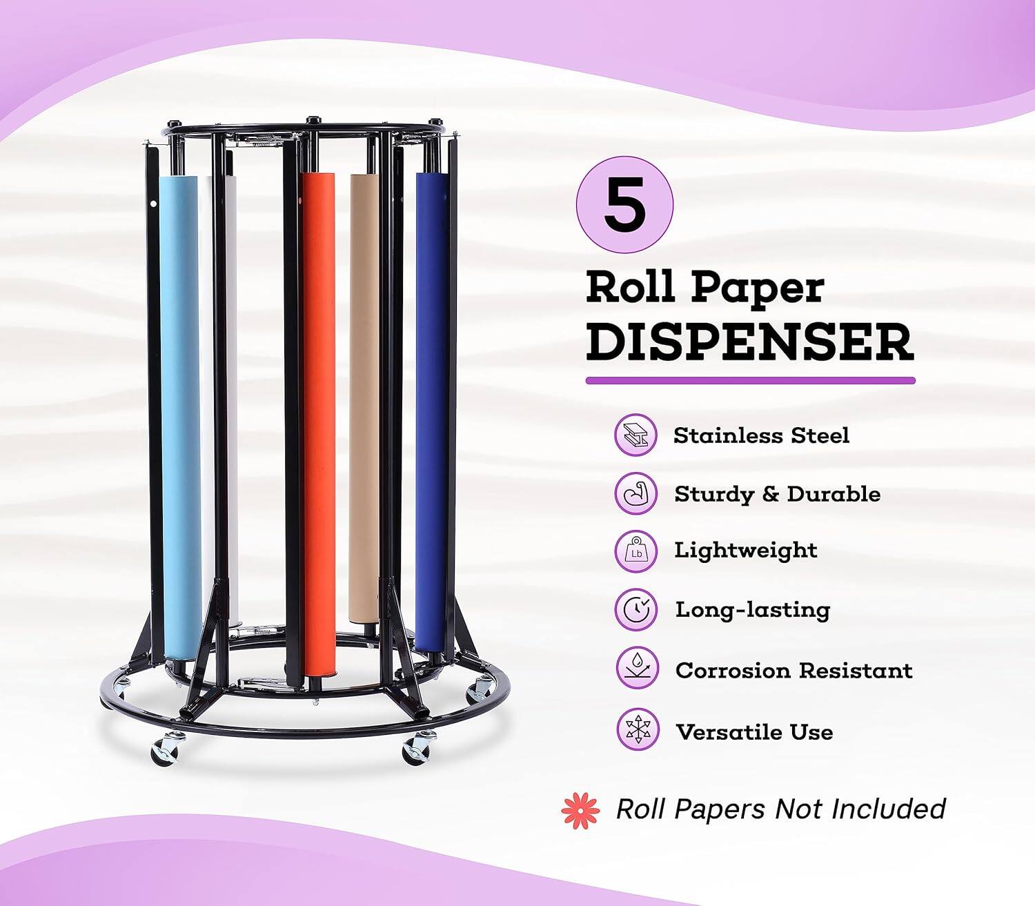 5 Roll Paper DISPENSER
Stainless Steel
Sturdy & Durable
Lightweight
Long-lasting
Corrosion Resistant
Versatile Use
Roll Papers Not Included