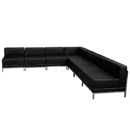 Flash Furniture - HERCULES Imagination 7-Piece Reception Guest Chair Sectional with Ganging Clips, Model ZB-IMAG-SECT-SET6 - Black