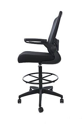 Alt View 3. Boss Office Products - Flip Arm Mesh/Fabric Chair with Footrest and Lumbar Support (B16366BK-BK) - Black.