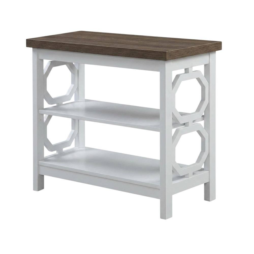 Front. FurniFact - Wooden End Table with Modern Design and Durable Finish - White And Natural.
