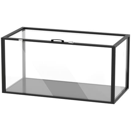 Front. Pawhut - Acrylic Hamster Cage, Chewproof Guinea Pig Cage with Openable Top, for Hedgehog - Black.