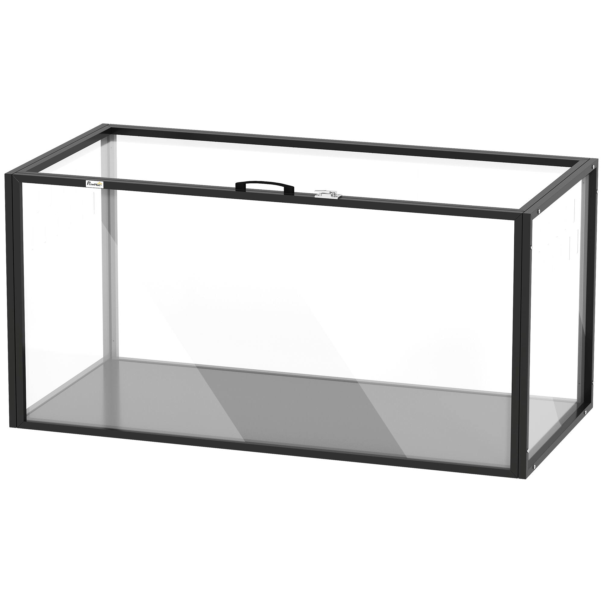 Pawhut - Acrylic Hamster Cage, Chewproof Guinea Pig Cage with Openable Top, for Hedgehog - Black