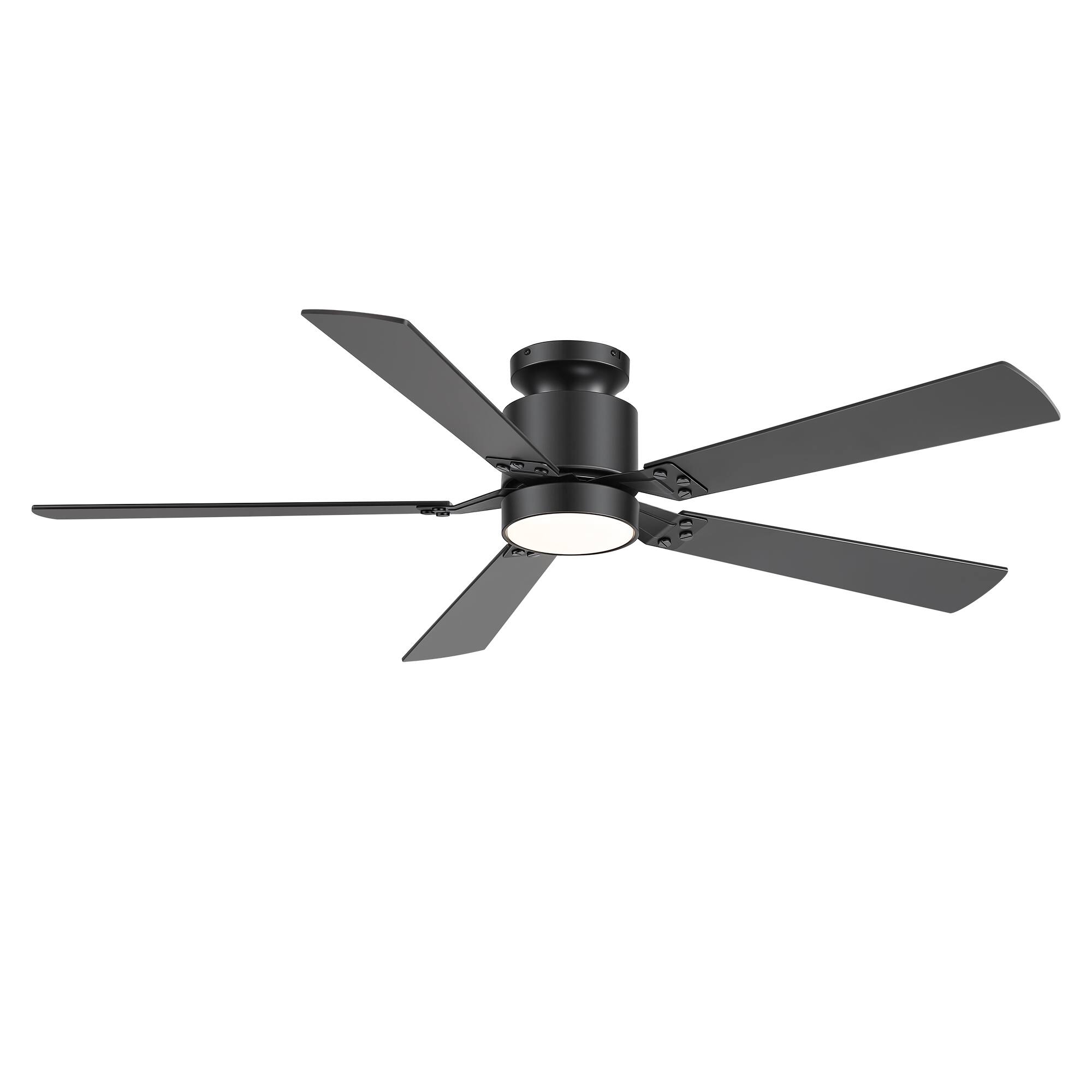 Alt View 9. Breezary - 52-Inch RGB Ceiling Fan with LED Light, Flush Mount, DC Motor, Dimmable, Remote & App Control - Black and Walnut.