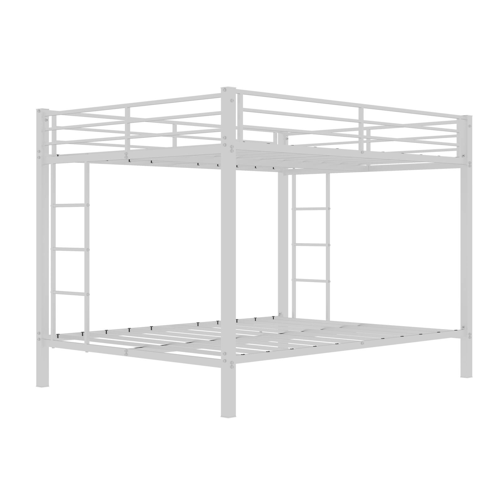 Alt View 10. Loheer - Loheer Heavy Duty White Metal Queen Bunk Bed Space Saving Square Tube Iron Frame - White.
