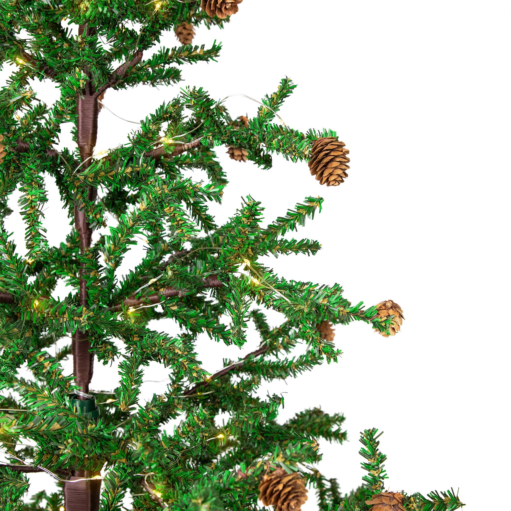 Alt View 2. Northlight - Pre-lit Christmas Tree with Pinecones and Burlap Base - 4' - Clear Lights - Green.