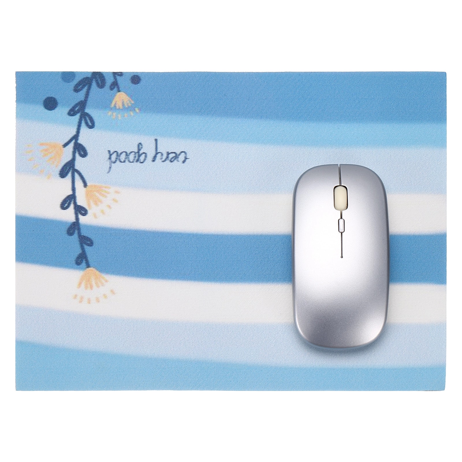 Unique Bargains - Square Mouse Pad 13.8 x 10.4" Non-Slip Rubber Oil Painting Desk Mat for Office Laptop Home Computer Accessories - Blue Flower