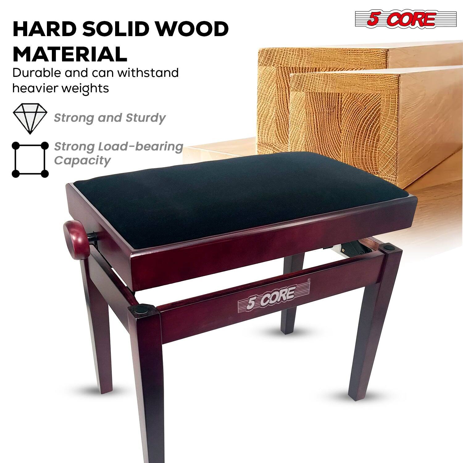 HARD SOLID WOOD MATERIAL, Durable and can withstand heavier weights, 5 CORE, Strong and Sturdy, Strong Load-bearing Capacity, 5 CORE