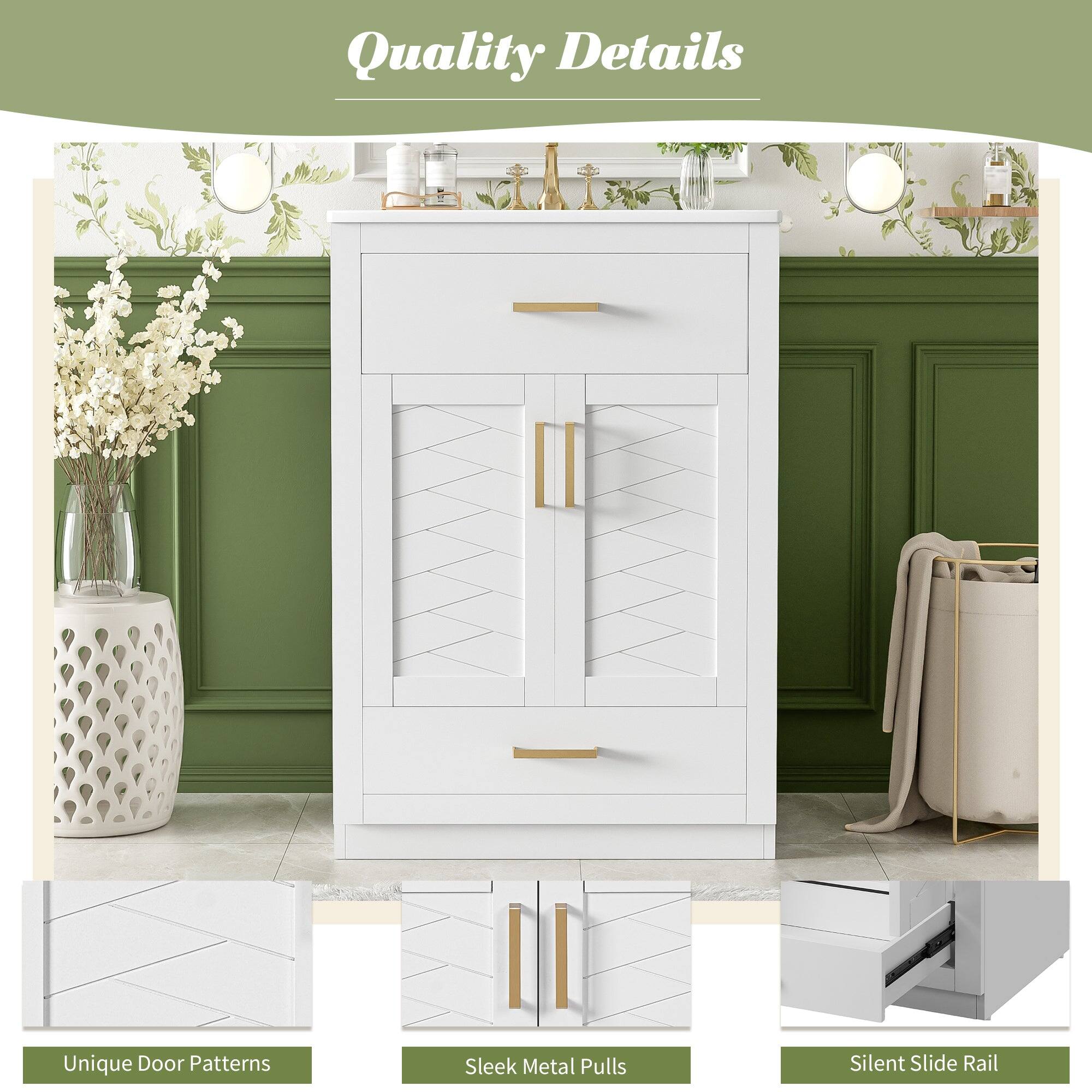 Quality Details  
Unique Door Patterns  
Sleek Metal Pulls  
Silent Slide Rail