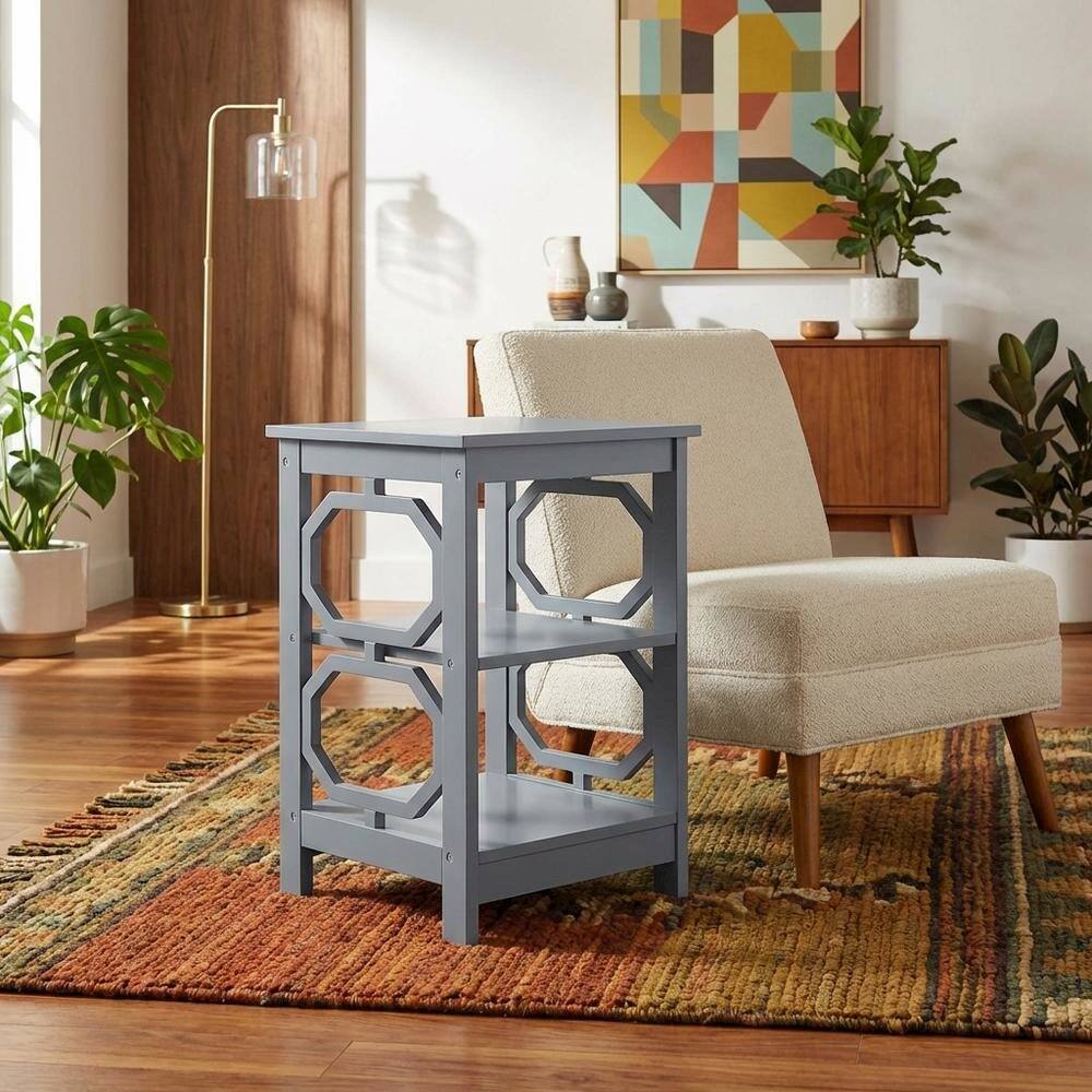 Back. FurniFact - Black End Table with Modern Design and Solid Construction - Gray.