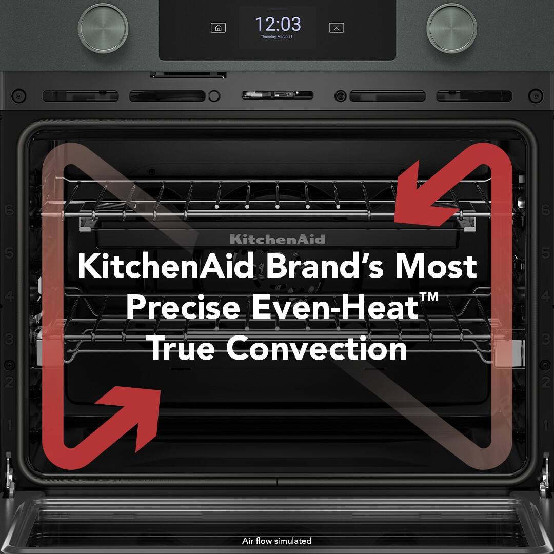 12:03  
KitchenAid  
KitchenAid Brand's Most Precise Even-Heat™ True Convection  
Air flow simulated