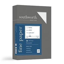 Southworth - Fine Paper, 8.5" x 11", 24 lbs, Linen-Finish, 500/Box (554C) - White