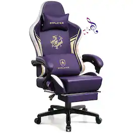 GTPlayer - Dragon Series Gaming Chair with Bluetooth Speakers Heavy Duty Computer Office Chair - Purple