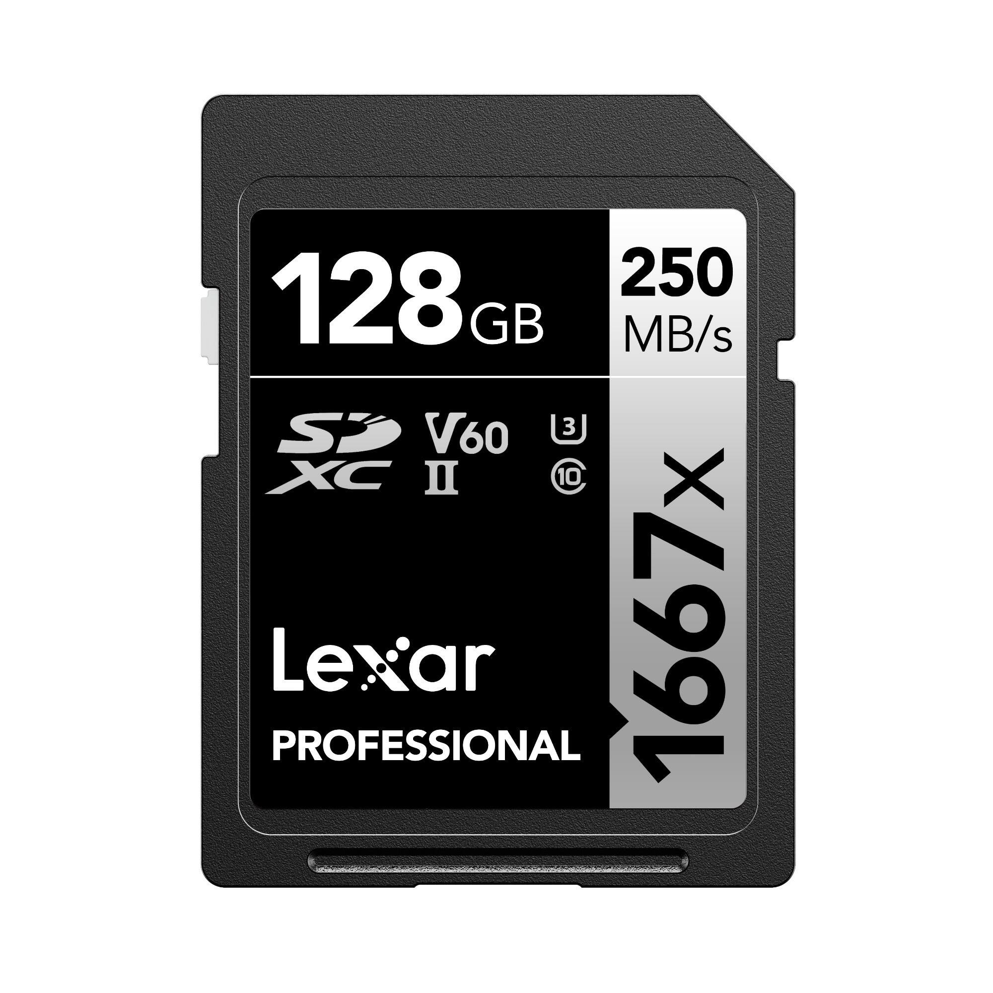250 MB/s 128 GB SDXC II V60 3 Lexar PROFESSIONAL 1667x