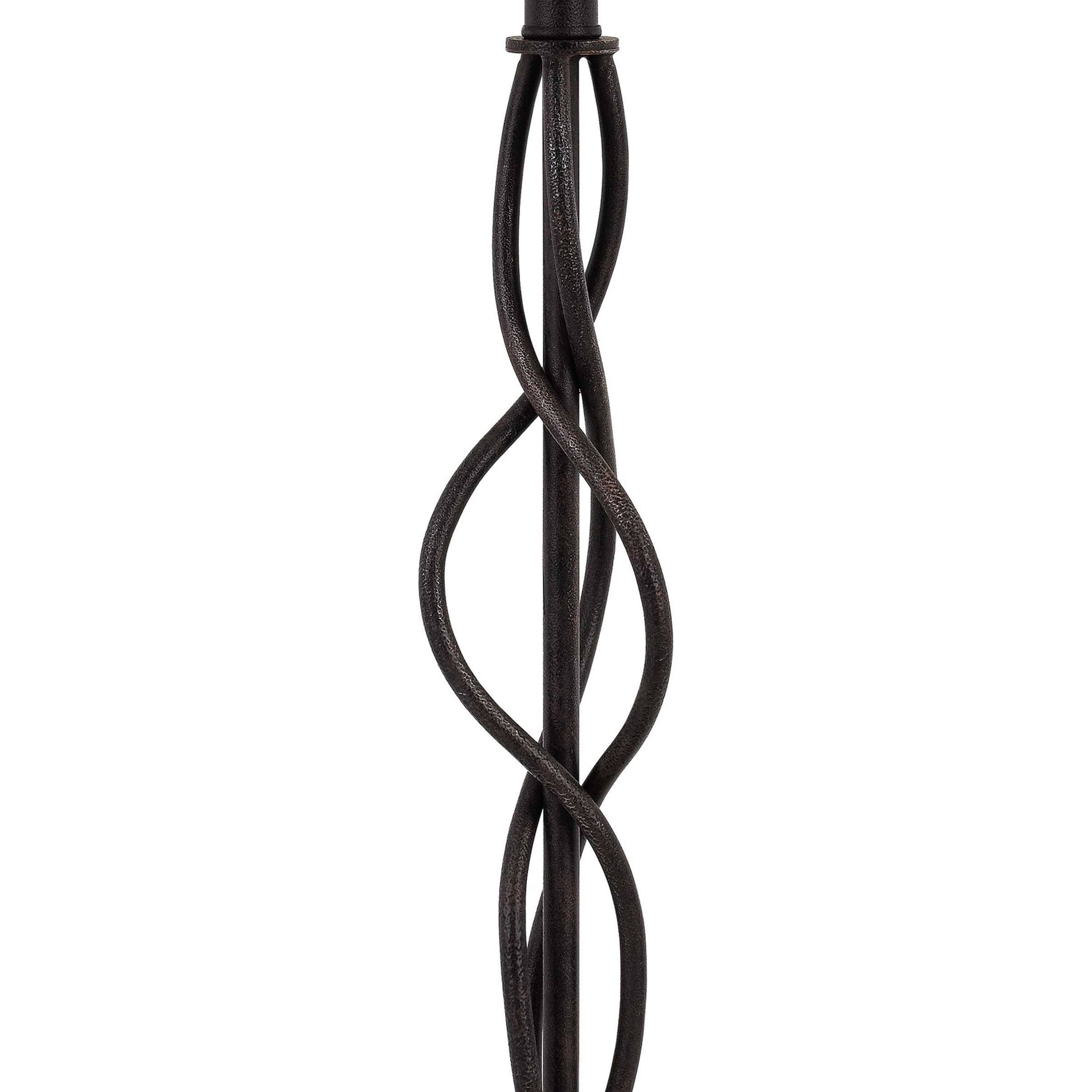 Left. Manhattan Lane - Round Fabric Shade Table Lamp, Metal Spiral Base - White and Bronze.