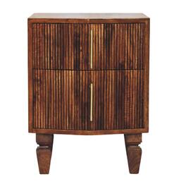 Artisan Furniture - Solid Wood Harper Ribbed Chestnut Bedside - Brown