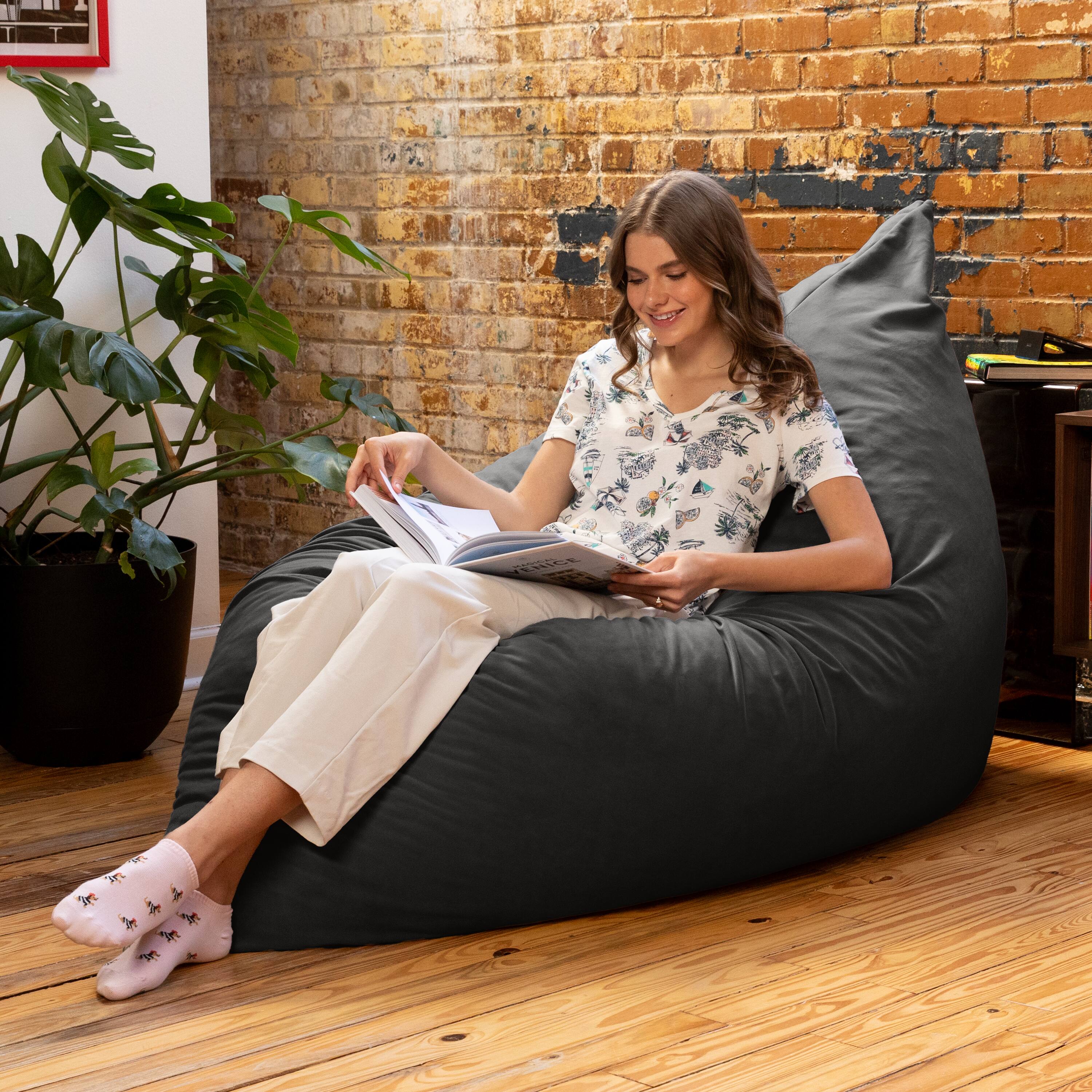 Alt View 2. Jaxx - Jaxx Pillow Saxx 5.5-Foot Décor Bean Bag Giant Floor Pillow Lounge, Lush Velvet Black - Lush Velvet Black.