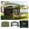 Front. VEVOR - Pop up Gazebo Screen Tent, 12 x 12 ft Large 6-Sided Camping Canopy Tent with Removable Top & Carry Bag - Green.