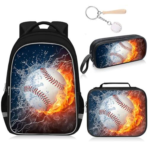 Front. Cozy Serene - School Backpack For - Baseball Elementary Middle 17 Inch Sport Bookbag Travel Pack Ages 6-14 - Baseball Backpack07-by.