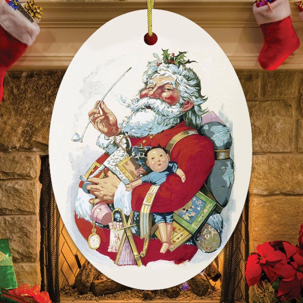 Back. OrnamentallyYou - Merry Old Santa Claus Vintage Thomas Nast Legendary 1880s Art Christmas Ornament - Multi-colored.
