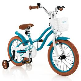 Costway - 16" Kids Bike Toddler Adjustable Bicycle withTraining Wheel for 4-8 Years Old Girl - Turquoise
