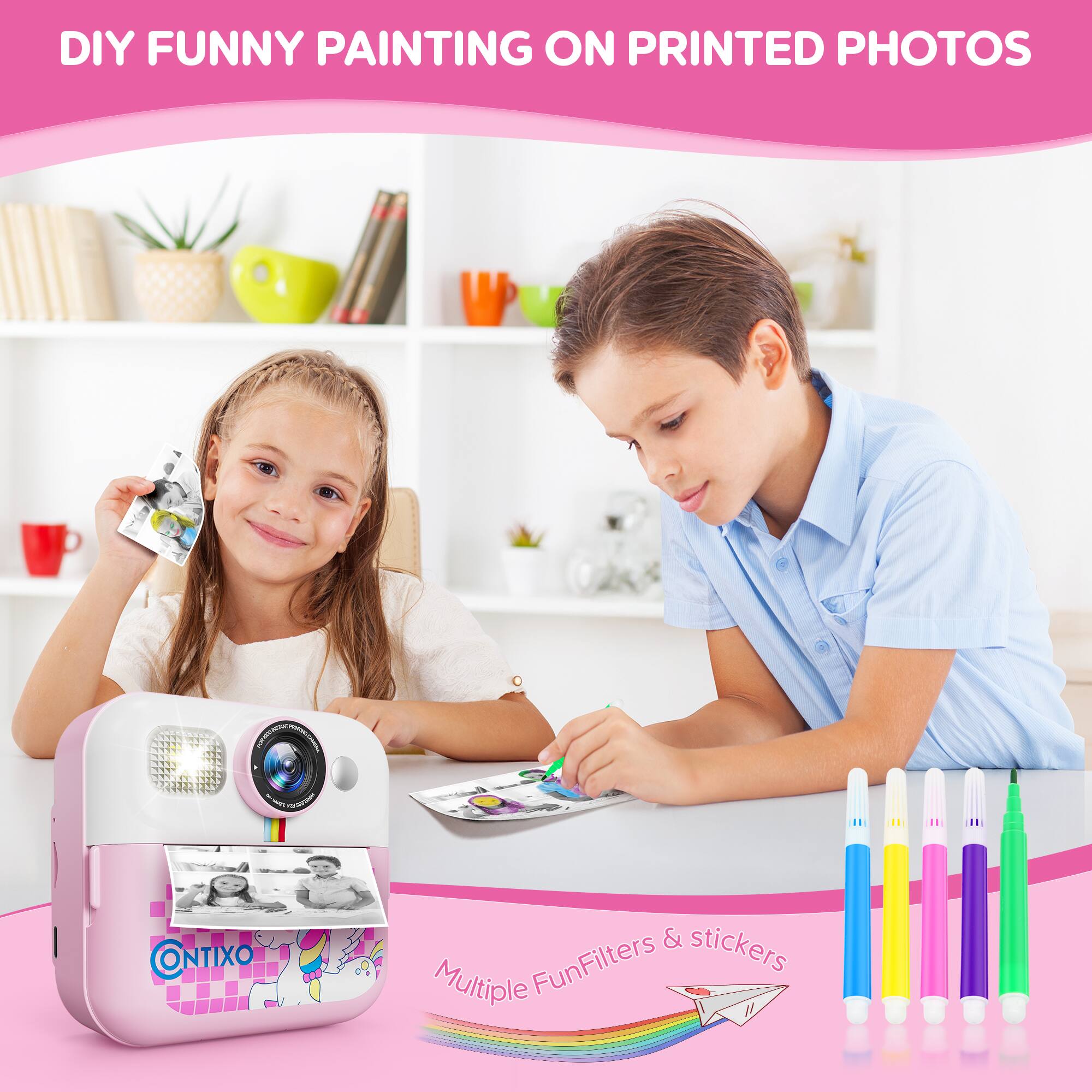 DIY FUNNY PAINTING ON PRINTED PHOTOS ONTIXO & stickers Multiple FunFilters