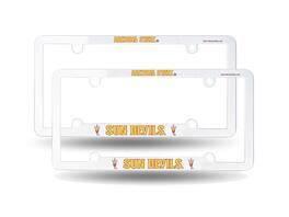 Rico Industries - Arizona State Sun Devils Raised Letter White Plastic License Plate Frame - Set of 2 Frames - Multi