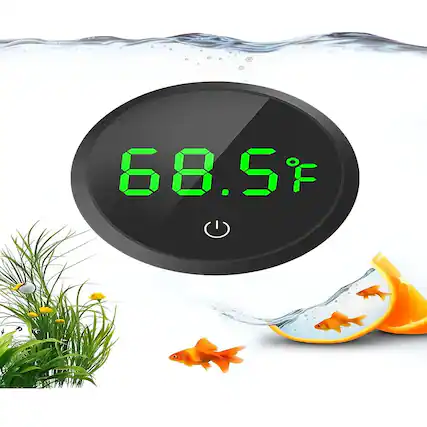 Front. RTMB - Wireless Touch Stick Digital Aquarium Thermometer with LED Display ±1°F (Black) - Black.