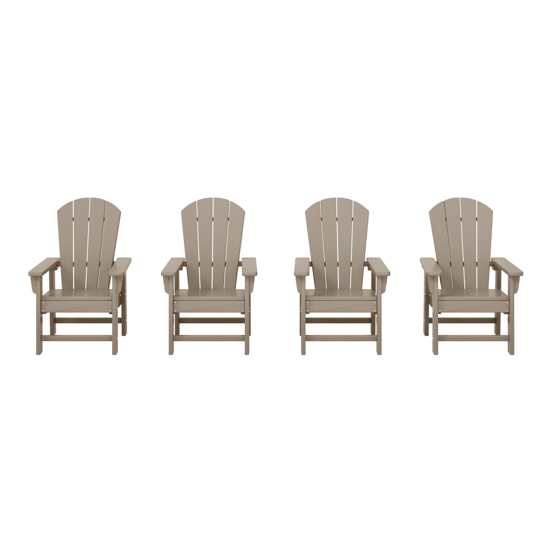 Front. WestinTrends - WestinTrends Malibu Kids Outdoor Adirondack Plastic Patio Chair (Set of 4) - Weathered Wood.