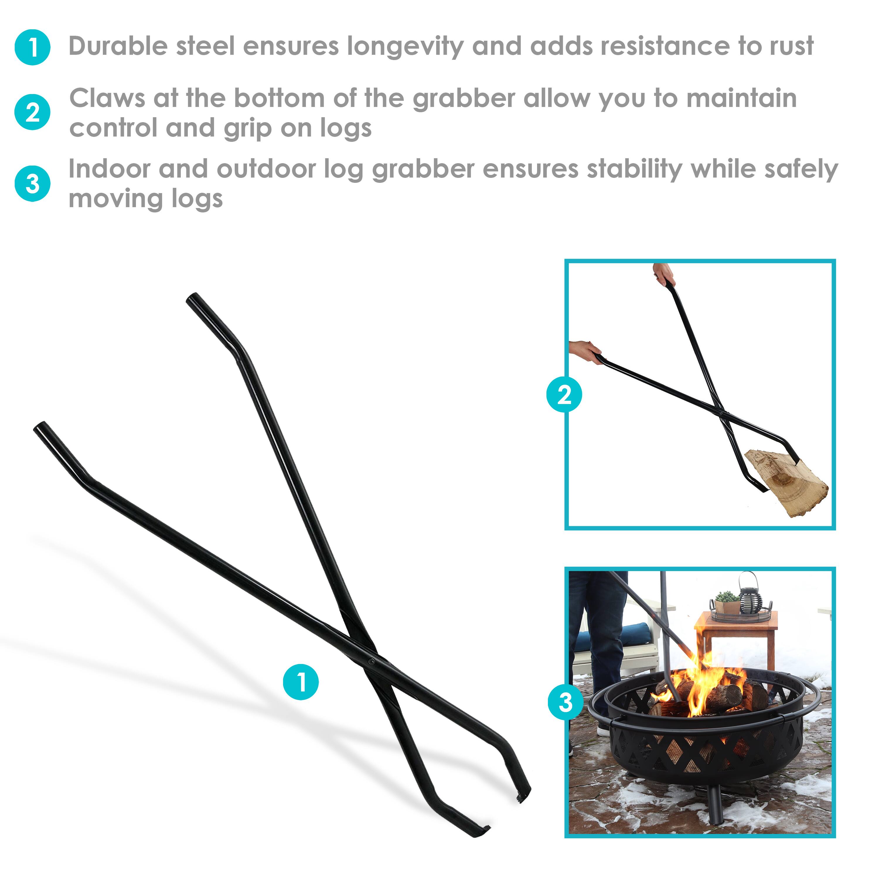 1. Durable steel ensures longevity and adds resistance to rust
2. Claws at the bottom of the grabber allow you to maintain control and grip on logs
3. Indoor and outdoor log grabber ensures stability while safely moving logs
