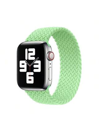 Front. Apple - Watch Braided Solo Loop 44mm - Size 9 - Green.