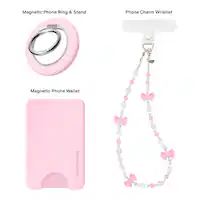 VELVET CAVIAR - Phone Accessory Gift Set - Universal MagSafe Wallet, MagSafe Grip Ring & Phone Charm - Strawbery Milk - Front_Zoom