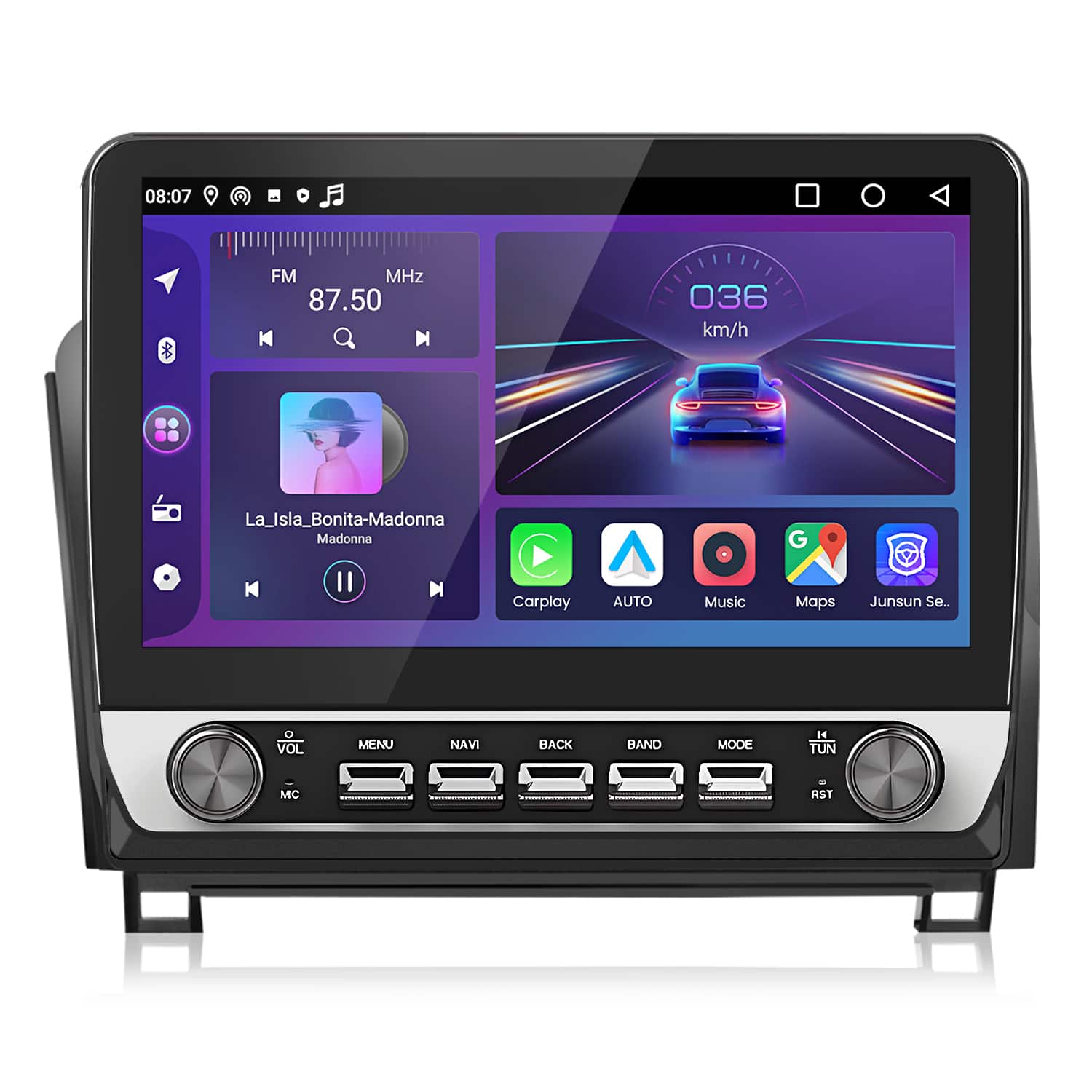 Junsun - 10.1'' Android 15 carplay For Toyota Tundra 2007-2013 Car Stereo Radio GPS Navi WIFI RDS SWC Bluetooth 6+128GB - Black
