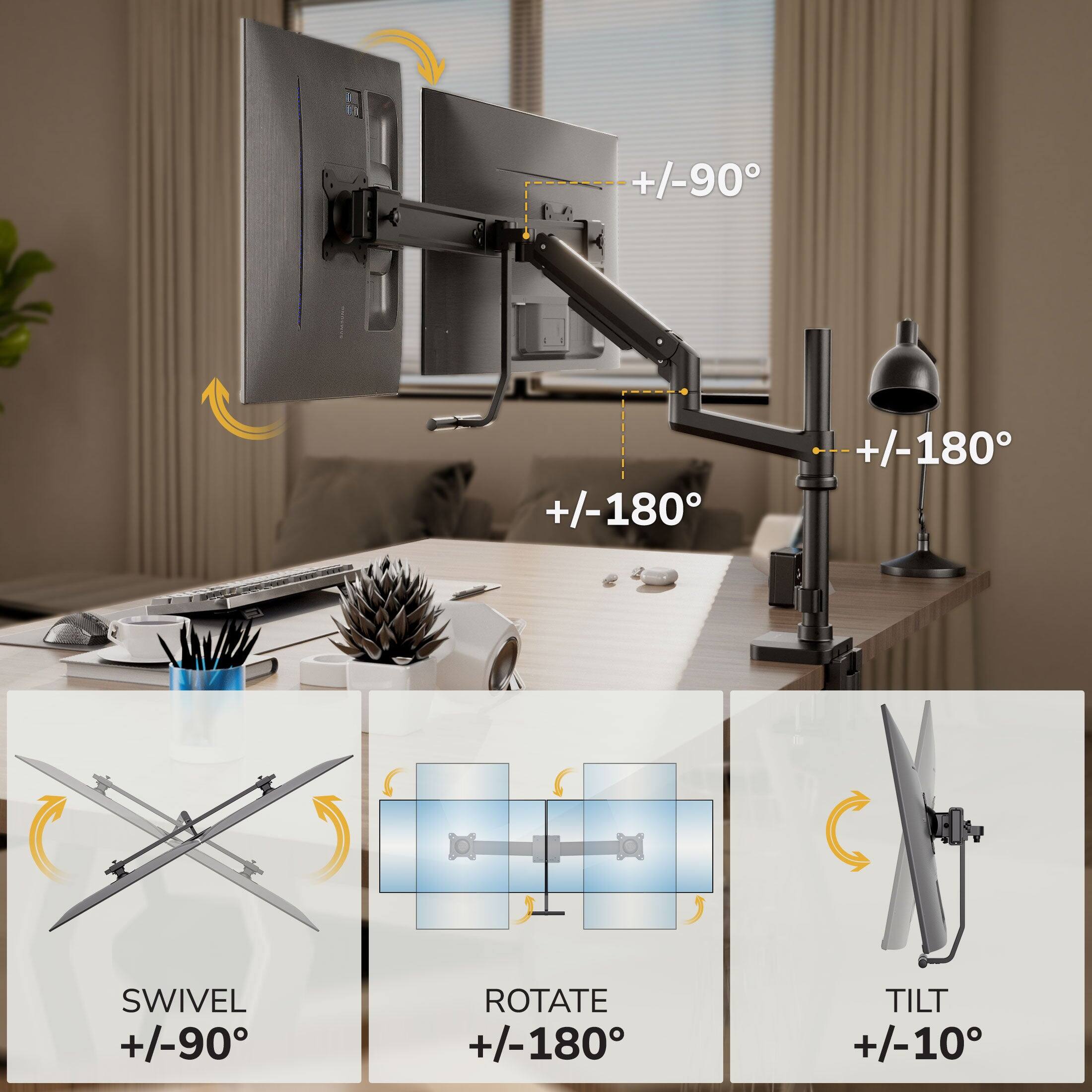 1 E3 +/-90 SWIVEL +/-90 ROTATE +/-180 TILT +/-10