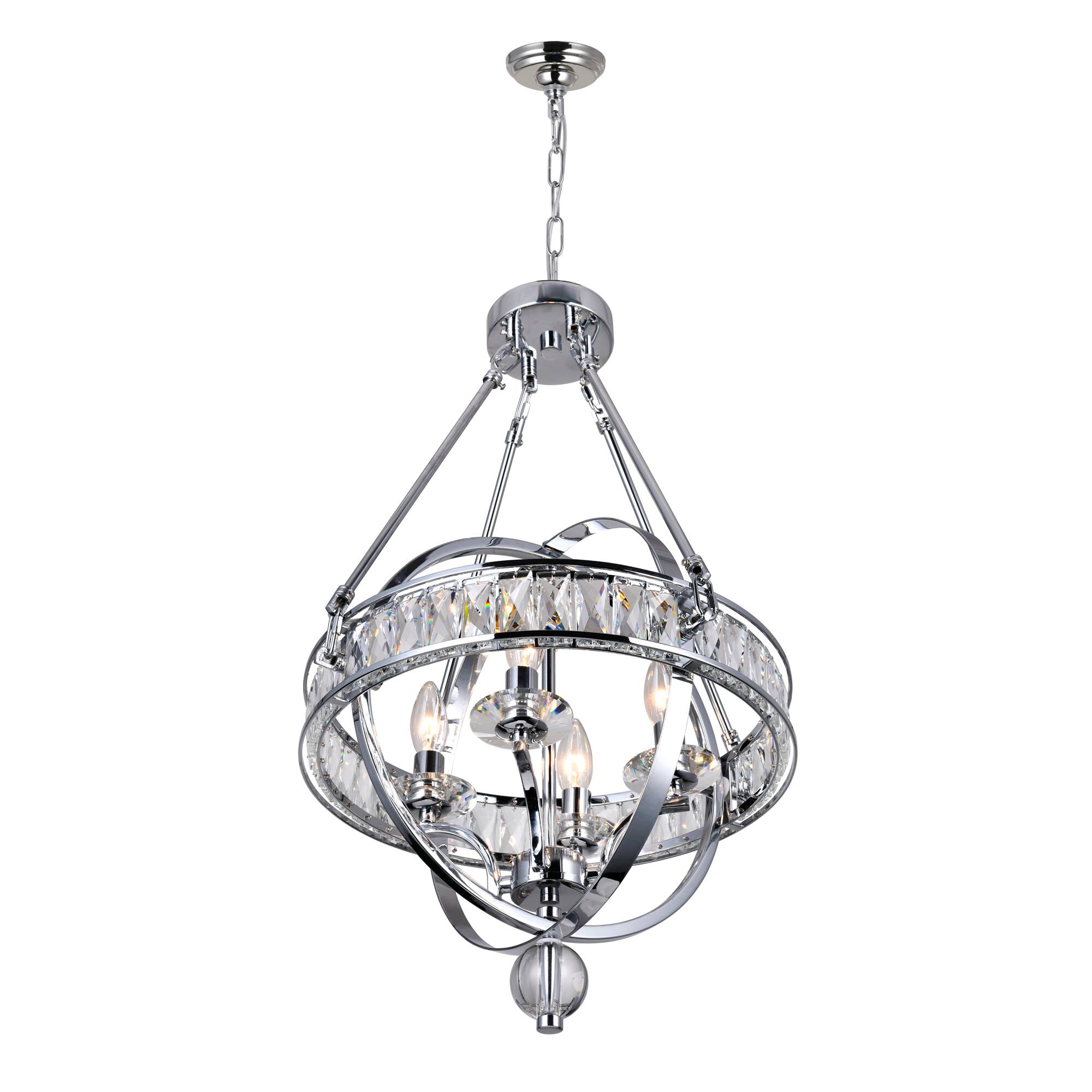Angle. CWI Lighting - Arkansas 4 Light Chandelier With Chrome Finish - Chrome.