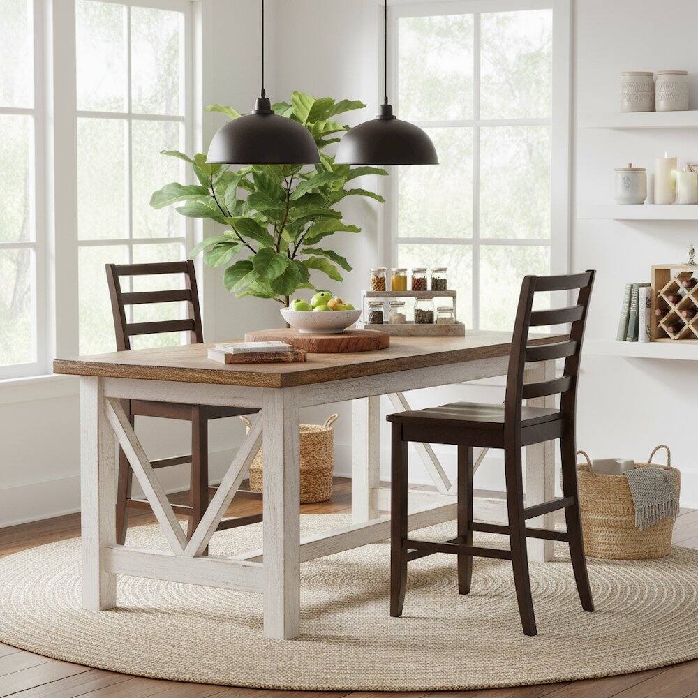 Left. FurniFact - Wood Seat Counter Stools Set of 2 - Cappuccino.