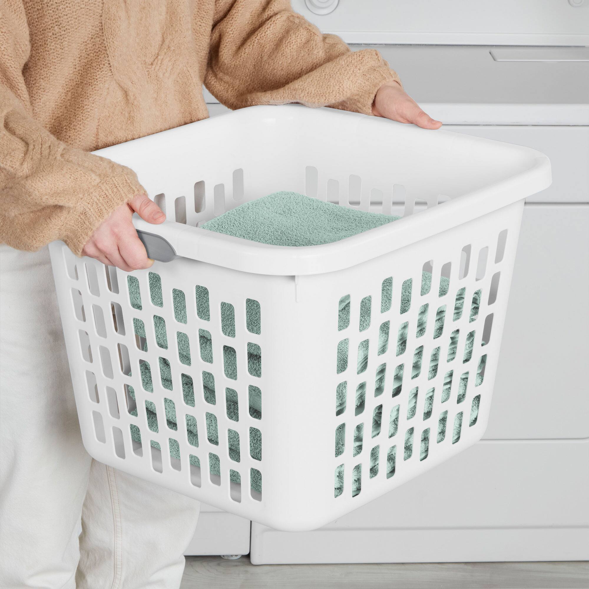 Alt View 2. Sterilite - Sterilite Laundry Basket, 1.5 Bushel Plastic Hamper with Handles, White, 6 Pack - White.