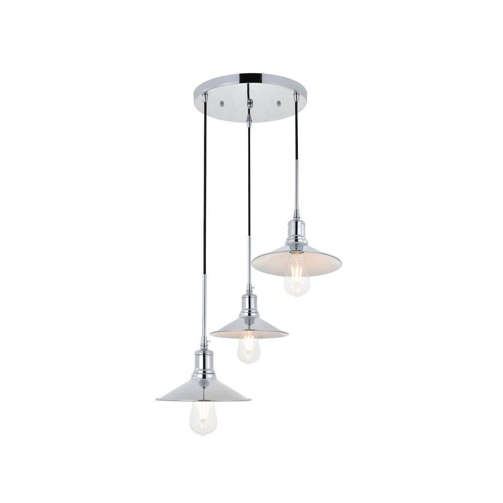 Alt View 10. Living District - Etude 3 Light Chrome Pendant - Chrome.