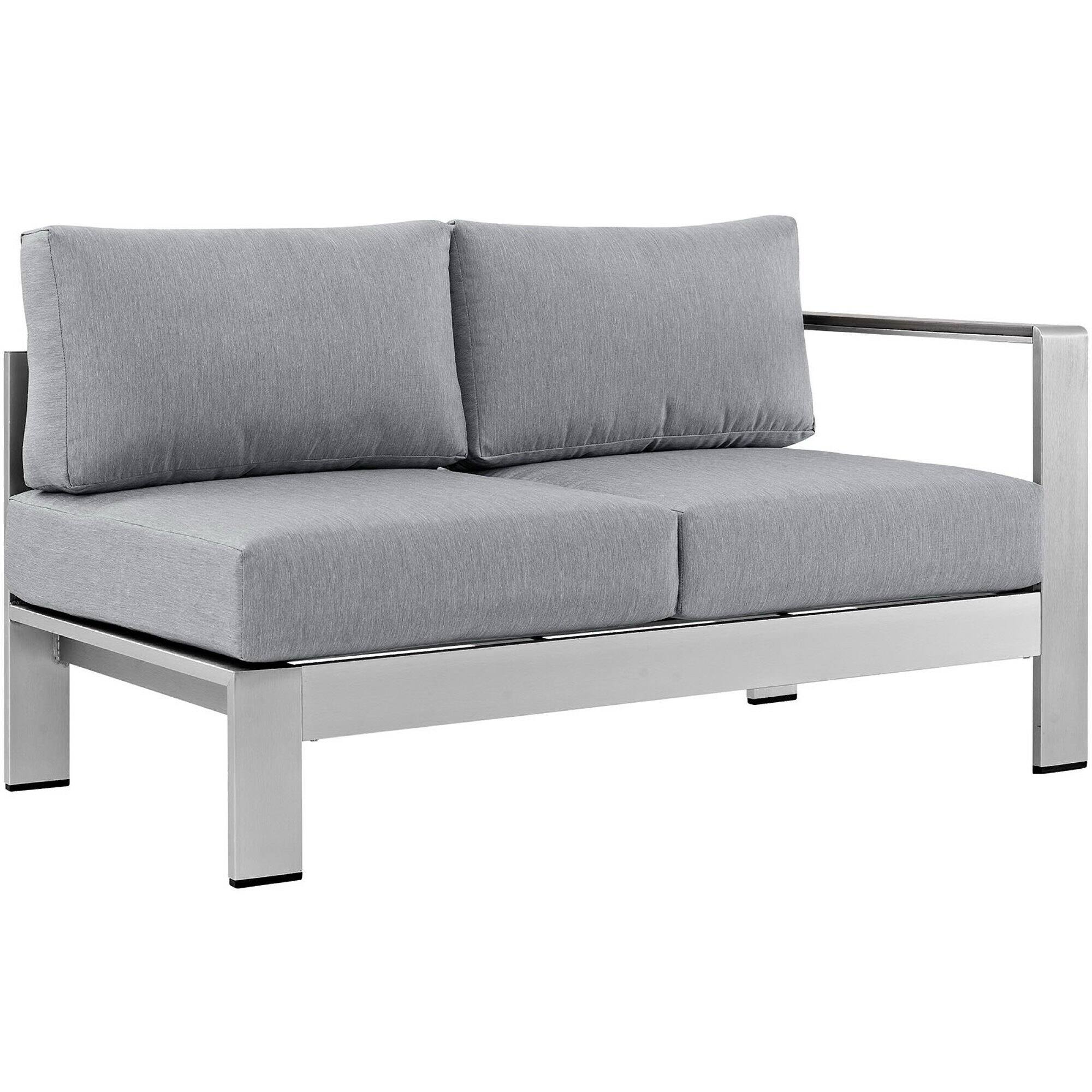 Left. Modway - Shore 4 Piece Outdoor Patio Aluminum Sectional Sofa Set by Modway - Silver Gray.