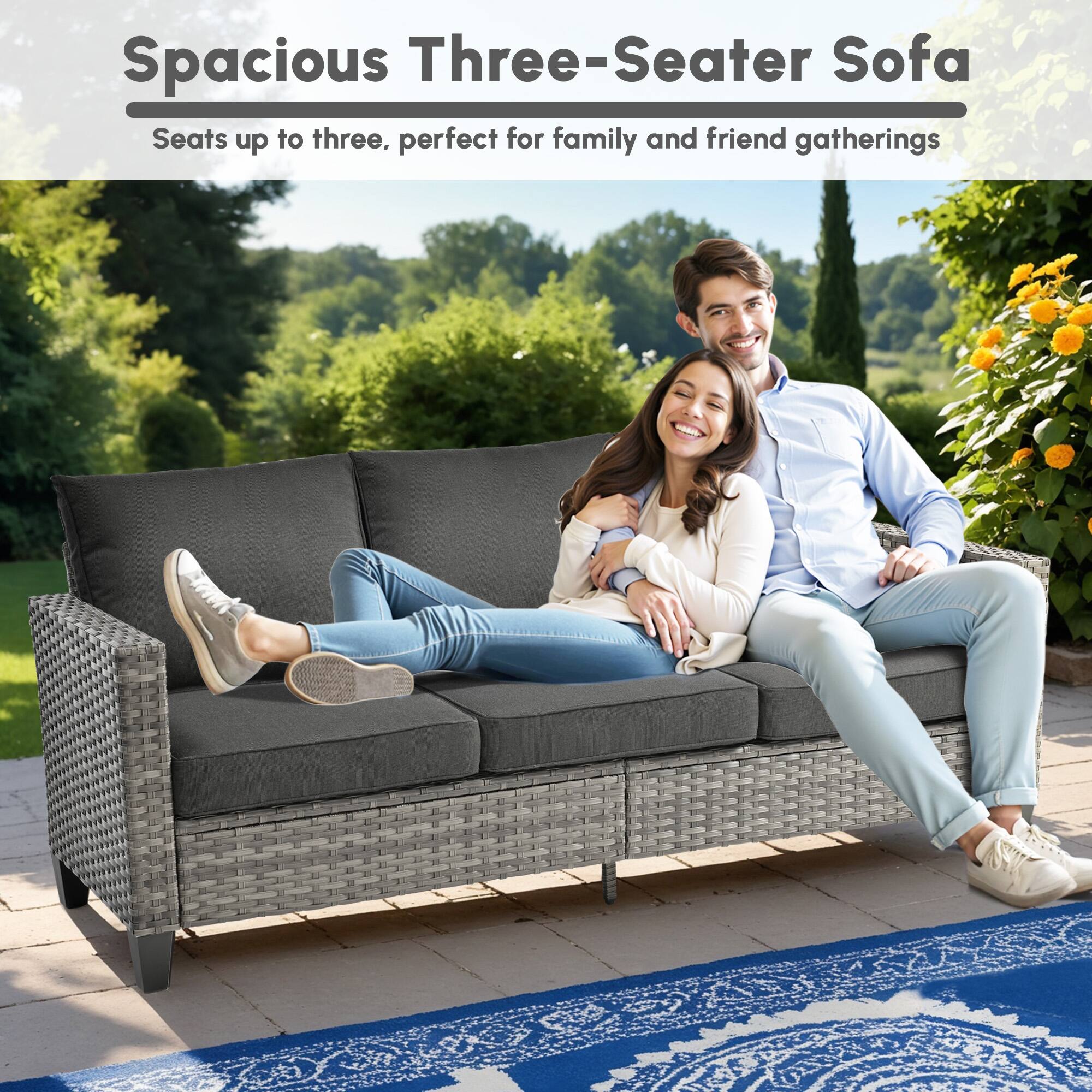 Spacious Three-Seater Sofa  
Seats up to three, perfect for family and friend gatherings