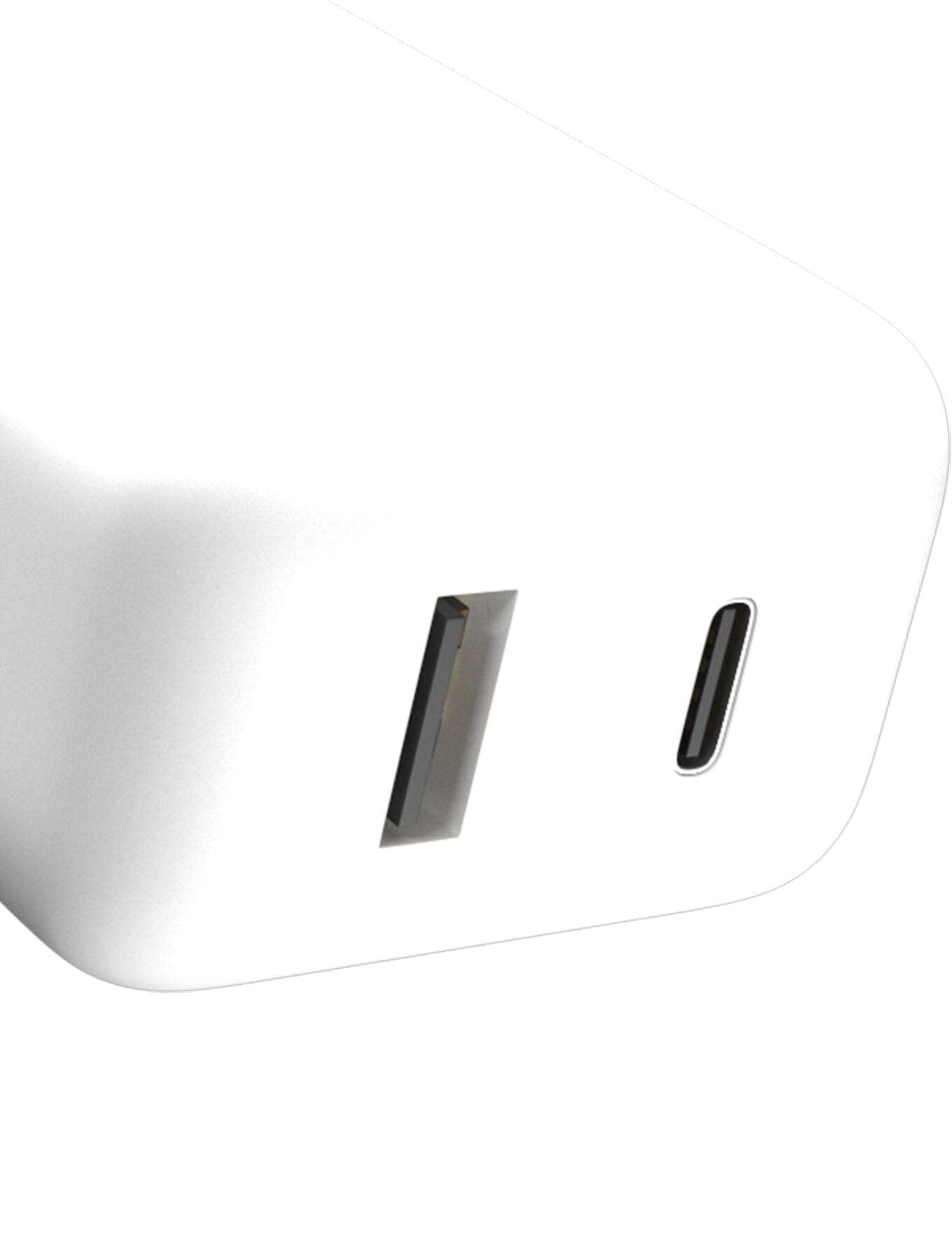 Alt View 3. Ampsentrix - 2 Plug 20W USB Type C And USB Type A Wall Power Adapter.