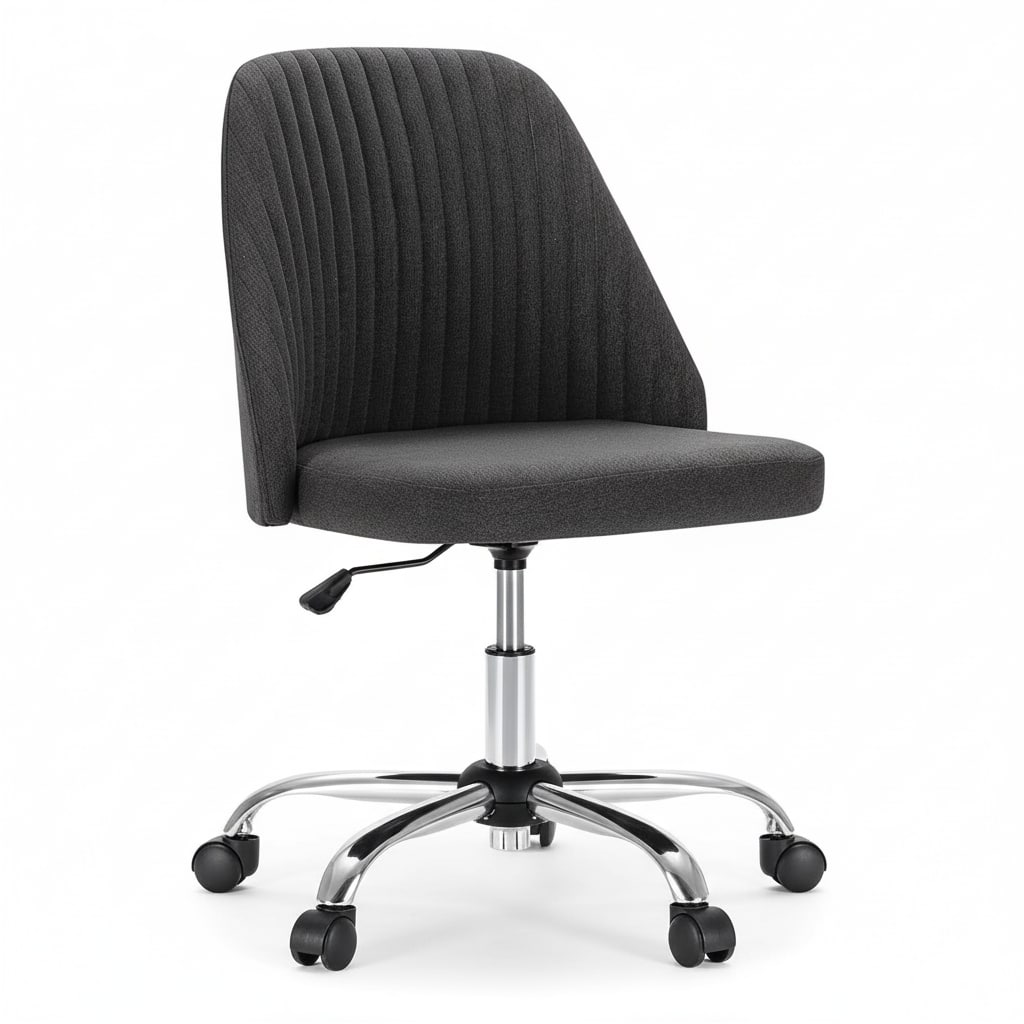 AOITUN - Office chair charcoal armless desk chair with wheels for home office - comfy wide seat computer task chair - Gray